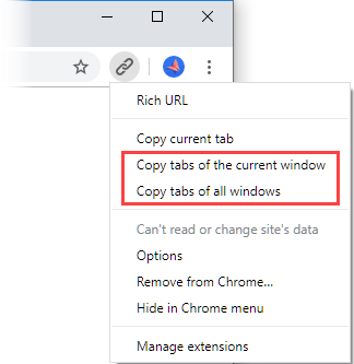 Additional actions in the context menu