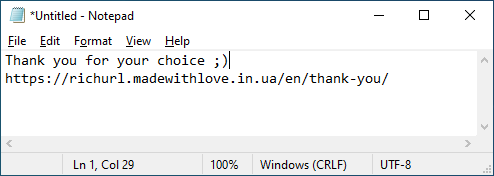 Result of inserting the clipboard contents into Notepad