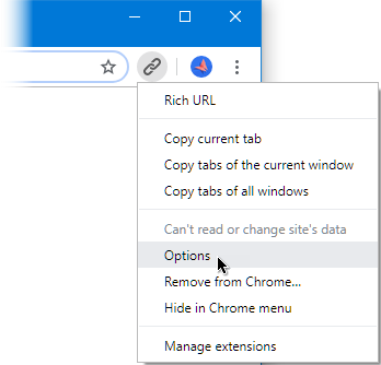Switch to the extension setting