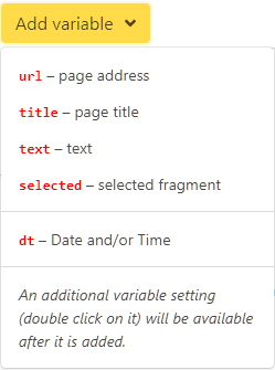 List of variables